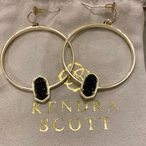 Kendra Scott Gold Hoops in Black Drusy